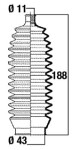raidetangon / hammastangon suojakumi 11 x 43 x 188