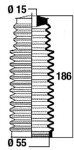 raidetangon / hammastangon suojakumi 15 x 55 x 186