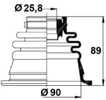 CVJ Boot, drive shaft tolmukate 26 x 90 x 89