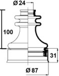 CVJ Boot, drive shaft tolmukate 24 x 87 x 100