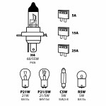 Set med glödlampor, 8 delar, 12v, h4 halogen, 60/55w