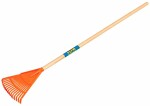 Leaf rake for kids, 15 plastic tines, wooden handle 107cm, Truper 14346