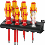 Wera Kraftform Plus 160i/7 VDE insulated screwdriver set 7pcs PH+SL+voltage tester, with rack