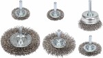 set steel wire brushes with handle for drill 6 pc INOX