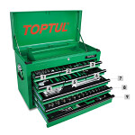 Toptul įrankių dėžė su įrankiais žalia, 186 įrankiai
