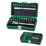 tools set, 34 pc, profil: HEX, Philips PH, Slotted, Pozidriv PZ, TORX, TORX TAMPER, plug / spindle: 1/4" ( plastic in box)