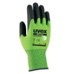 Safety gloves Uvex D500 foam, cut level D/5,Bamboo, Dyneema, steel, polyamide. HPE coating, green, size 8