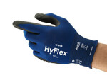 Перчатки для защиты, 12 пар, HYFLEX, нитрил / нейлон / spandex, цвет: черный/синий, размер: 8/M, нескользящие; антистатические,