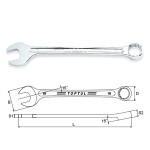 Wrench combined, dimensions meter: 19 mm, length.: 223 mm, paindenurk: 15°, finish: chrome satiin, Cr-V / steel chrome-vanadium, specification: metric system