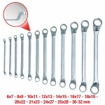two sided Open End Wrench set, 12-pc, bended, 6–32 mm