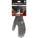gloves, Polyester, PU palm, grey 9, Delta Plus