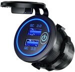 usb charger 2 sockets 12/24v 3.1a with lighting. switch. recessible carmotion