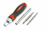 handle screwdriver adapters Phillips / flat/i, 7 w 1: adapter na 1/4" x 5/16", screwdriver adapters: PH1 x flat 5mm, PH2 x flat 6mm