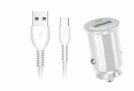 charger car phone FAST QC 3.0 + cable USB type-C (white)