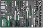 bas med verktyg, hylsa / spindel: 1/2; 1/4; 3/8", mjukt innehåll, antal verktyg: 126 st, typ av verktyg varierar