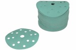 Grinding disc abrasive thin, Grinding disc, P600, diameter: 150mm, paint: green, for removal scratches värvitutelt lakkidelt, 100pc., number hole: 15
