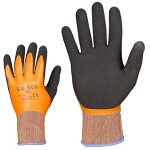565/10 knitted glove, rubberized oranz