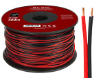 Garsiakalbio kabelis 2 gyslų 2x0,22mm juodas/raudonas 100m smūgis