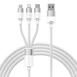 cable for charger usb 3w1 baseus starspeed, usb-c + micro usb + lightning, 3.5a, 1.2m (white)