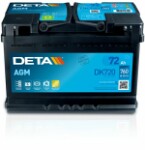 battery DETA 12V 72Ah/760A START&STOP AGM (R+ standard) 278x175x190 B13 (agm/starter battery)