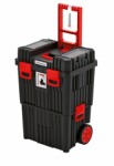 įrankių dėžė su ratukais, vairavimo modulių komplektas, 2 vnt sunkūs, plastikiniai, spalva: juoda/raudona ilgis450mm x plotis360mm x aukštis640mm