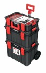 įrankių dėžė su ratukais, vairavimo modulių komplektas, 4 vnt 4 in 1; modulinė, plastikinė, spalva: juoda/raudona ilgis530mm x plotis355mm x aukštis825mm