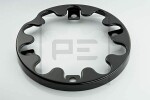 wheel cover front part, material: steel,, black, holes number: 10, diameter: 335mm, empty (ettevalmistatud) suitable for: MAN E2000, F2000, F90, M 2000 L, M 2000 M, M90, TGA, TGM I, TGS I, TGX I; MERCEDES ACTROS