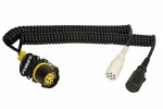 Spiral cable (version Duracoil+, polyurethane, maximum length 4m, sockets type: 15/7/7 24 V, 24V, liinide number: 1x1,5+6x1,0mm² temperature vahemik90/-40, 12 aktiivset pin, 15 pistikus; Adaptor