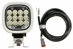 Work light (LED, 12/24V, 55W, 7000lm, number of diodes: 12, length: 110mm, height: 110mm, depth: 85,3mm, dispersed light; with 2.5m wire; with Deutsch connector)