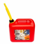 Canister with funnel, capacity: 20 l, plastic, red, application: Diesel fuel, fuel/s, grease/s, petrol, certificate: na paliwa; UN