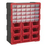 шкаф для мастерской, черный- красный, ширина. 380 mm, Pik. 160 mm, высота 475 mm, количество выдвижного ящика: 39,