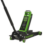 Trolley Jack hydraulics  , ability: 3000kg, min. height lifting 100 mm, max. height lifting: 530 mm, mobile, number kolvid: 2, paint: green