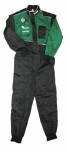 jumpsuit i ett stycke grön svart, storlek l, logotyper evert, protool, hans, toptul.