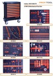 Tool cart/ box with equipment for car service 379 pcs., number of all drawers: 8, drawer type: foam (sfs), color: black/orange, 842/706/461 mm