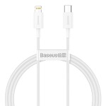 cable for charger usb-c - lightning baseus superior series, 20w, pd, 1m (white)