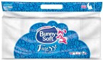 toalettpapper (wc-papper) vit 3-lagers cellulosa 200 ark 10 st paket bunny soft finess plus