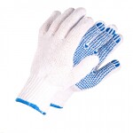 stickade handskar med blå prickar storlek 11