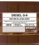 visiškai sintetinės alyvos sunkvežimis pemco diesel g-8 5w30 208l pm0708-dr
