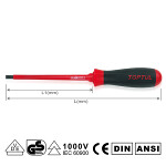 TOPTUL Slotted screwdriver 4mm, screwdriver pc length: 100mm, Overall Length: 205mm, Insulated
