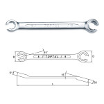 TOPTUL Ring Wrench Double sided, open 12x13mm, 6PT