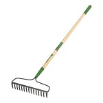 Forged bow rake with wooden handle, 15 tines John Deere®
