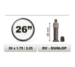 innerrör 26x1,75/2,25 ventil typ dv-dunlop, ventillängd 48mm