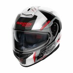 шлем закрытый nolan n80-8 wanted n-com 74 цвет серебристый/черный/красный/белый
