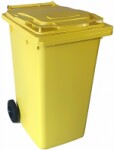 miskastes konteiners ar vāku/atkritumu kaste uz riteņiem 240l iepakojums. dzeltens 74x58x103cm utt
