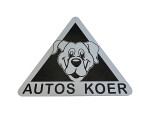 „šuo automobilyje“ ženklas ant kartono