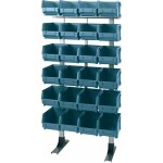 303 uzglabāšanas kastes statīvs 28x nr.103, uz metāla rāmja 600x300x1250mm, artplast zils