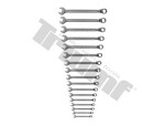 17-os. Ring Open End Wrench set 6-22mm, 75° and deep with steps, triumf