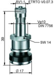 Металлический вентиль V2-05-1, низкий гайка, 11,3/39,5MM
