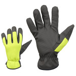 358-9 imitation artificial leather- textile fleece lining work gloves “neon” 9” m+