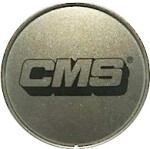 cms kapsel, grå metallic, svart logotyp, 67mm